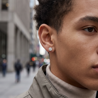 Single Stud Lab Grown Diamond Earring worn - lifestyle