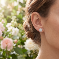Diamond Flower Earring worn - lifestyle