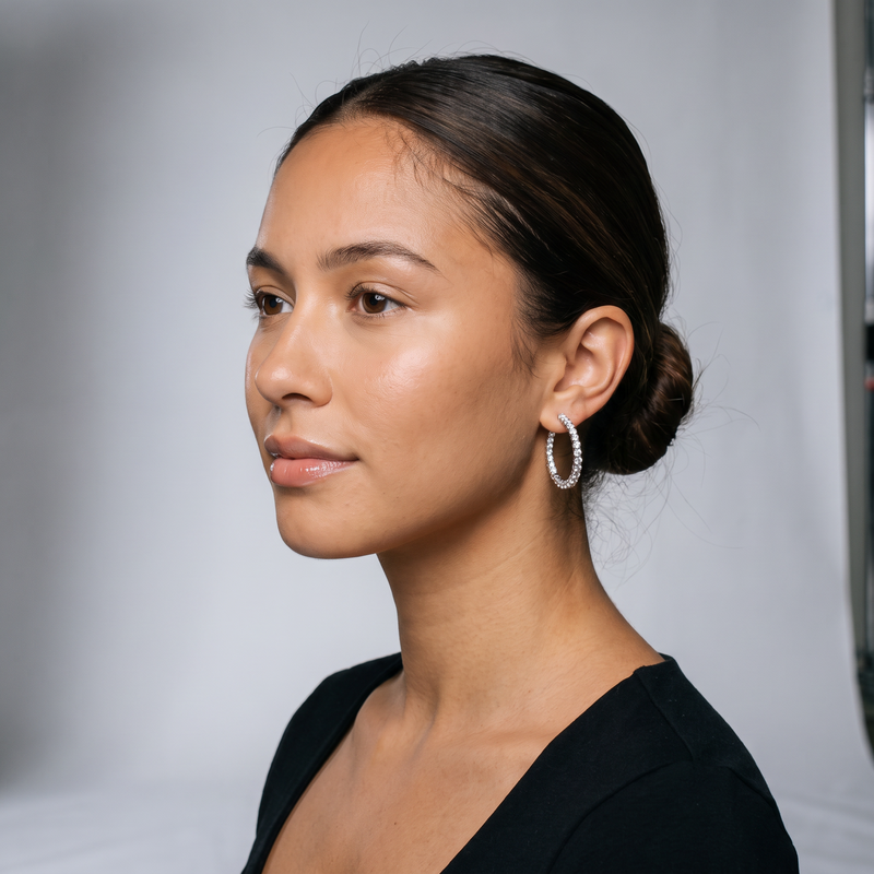 Journey Hoop Earrings on model - studio photoshoot