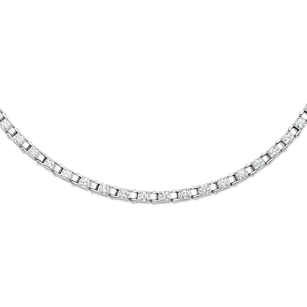Diamond Station Tennis Necklace (Made in Italy)