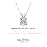 Certified 14 Karat Gold Lab Grown Diamond Pendant Necklace