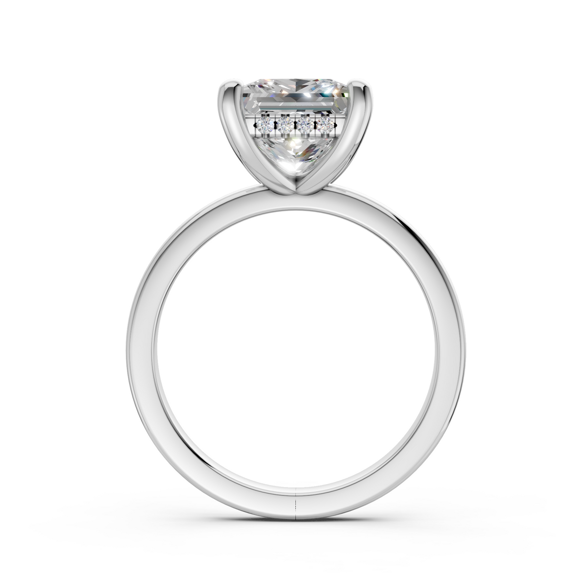 2.70ct Lab Grown Princess-Cut Diamond with Hidden Halo Engagement Ring