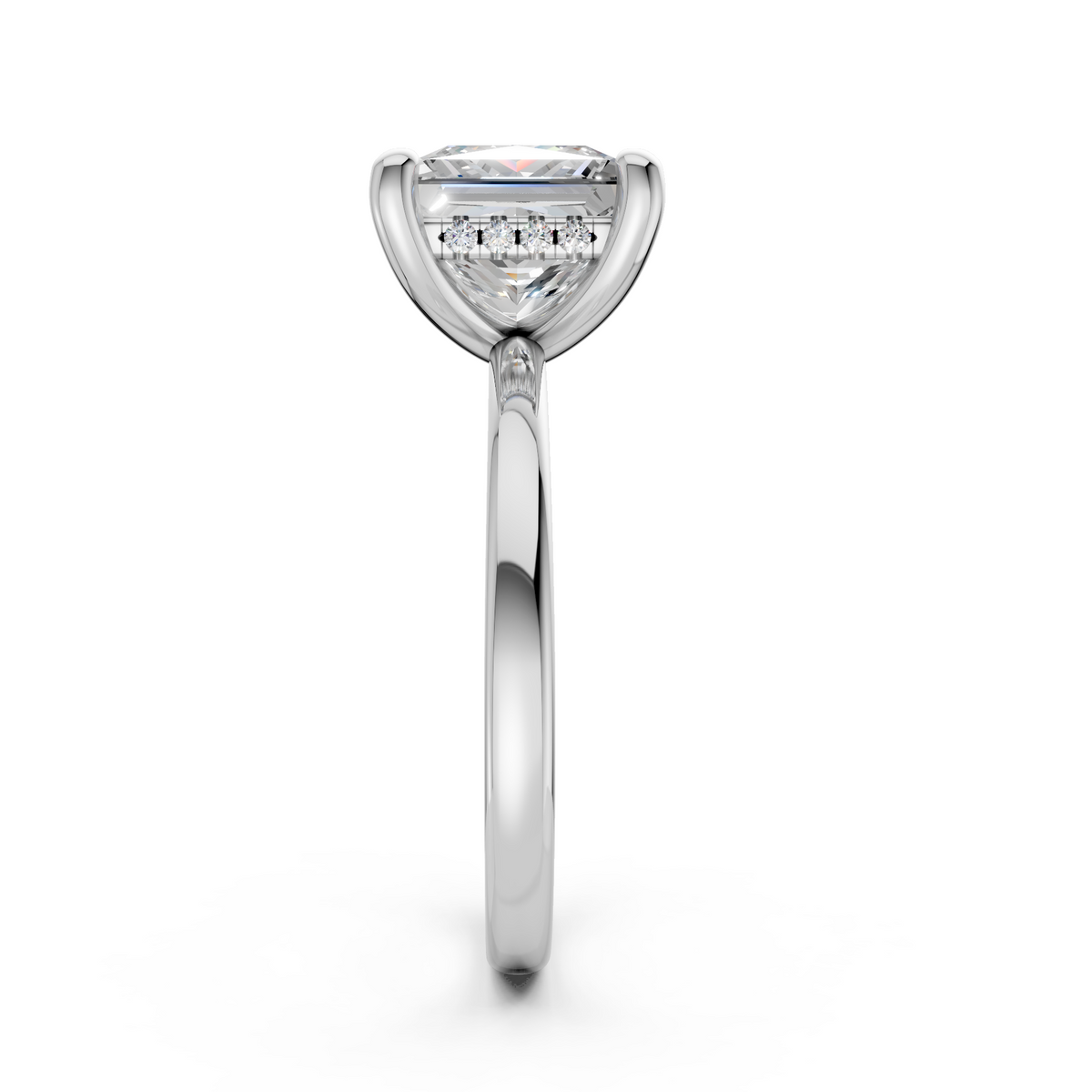 2.70ct Lab Grown Princess-Cut Diamond with Hidden Halo Engagement Ring