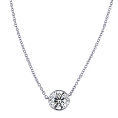 Certified 14K Gold Natural Diamond Bezel-Set Necklace