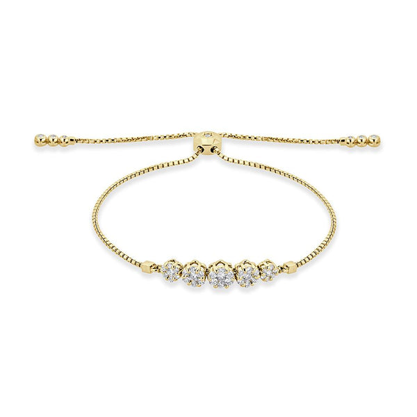 Adjustable  5 Sliding Flower Bracelet - The Diamond Channel