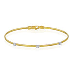Three-Stone Diamond Wire Bangle - The Diamond Channel