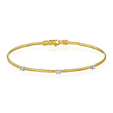 Three-Stone Diamond Wire Bangle - The Diamond Channel