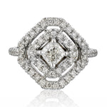 Square Shaped Diamond Ring with Natural Fancy Intense Center - The Diamond Channel