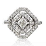 Square Shaped Diamond Ring with Natural Fancy Intense Center - The Diamond Channel