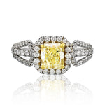 Cushion Cut Natural Yellow Diamond Engagement Ring - The Diamond Channel
