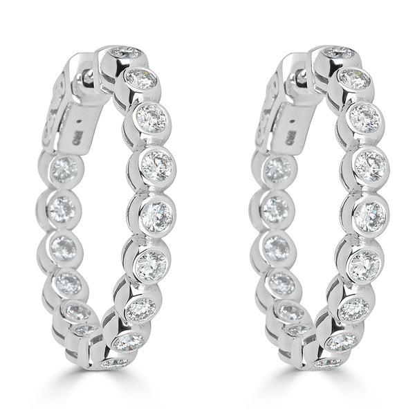 Bezel-Set Diamond Hoop Earrings - The Diamond Channel