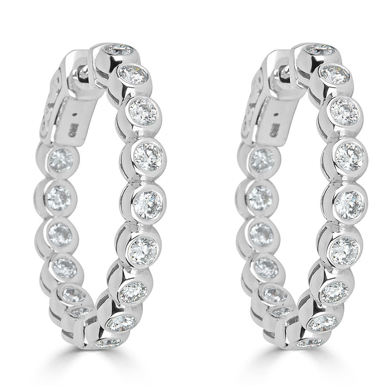 Bezel-Set Diamond Hoop Earrings - The Diamond Channel