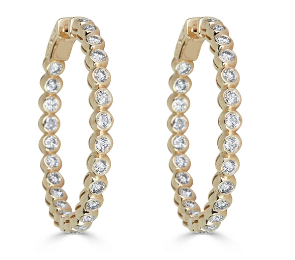 Bezel-Set Diamond Hoop Earrings - The Diamond Channel